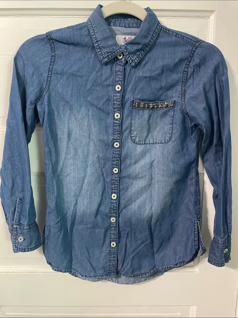 Justice Girls Blue Chambray Button-Down Shirt